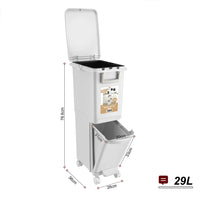 Pattumiera da Cucina Capacità Bidone 29L Secchio Ribaltabile Rifiuti Salvaspazio