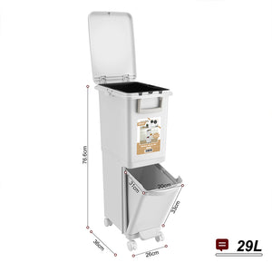 Pattumiera da Cucina Capacità Bidone 29L Secchio Ribaltabile Rifiuti Salvaspazio