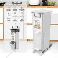 Pattumiera da Cucina Capacità Bidone 29L Secchio Ribaltabile Rifiuti Salvaspazio