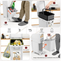 Pattumiera da Cucina Capacità Bidone 32L Secchio Ribaltabile Rifiuti Salvaspazio