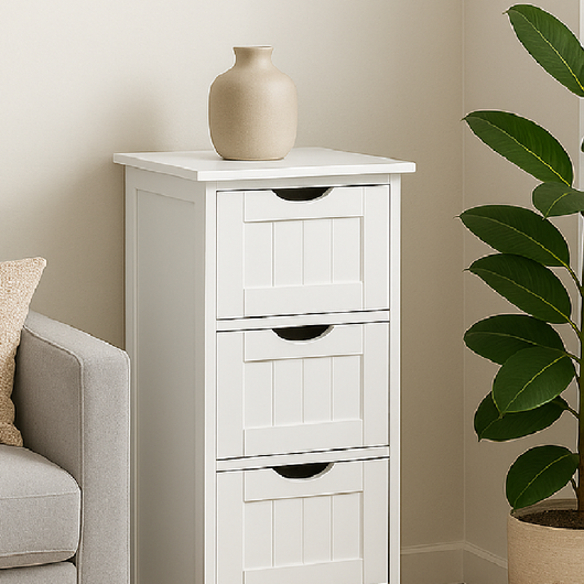 Mobile Multiuso Salvaspazio 4 Cassetti 30x30 H82 cm in Legno MDF Bianco