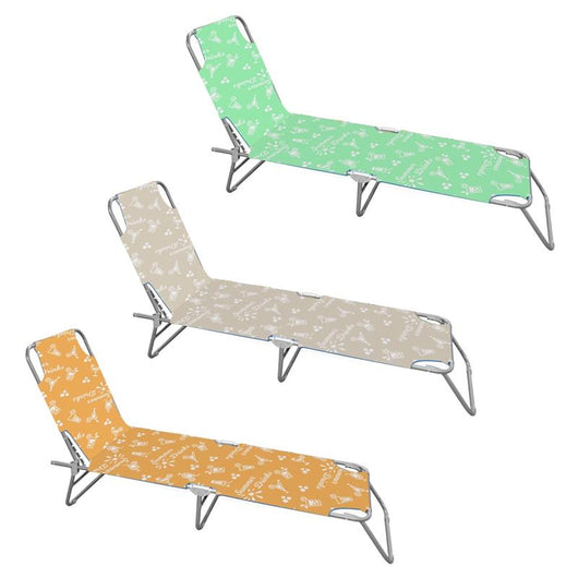 MA MAISON LETTINO DA MARE CON STRUTTURA IN METALLO MODELLO CON SCRITTE FANTASIOSE 187X55X24 RICHIUDIBILE E LEGGERO