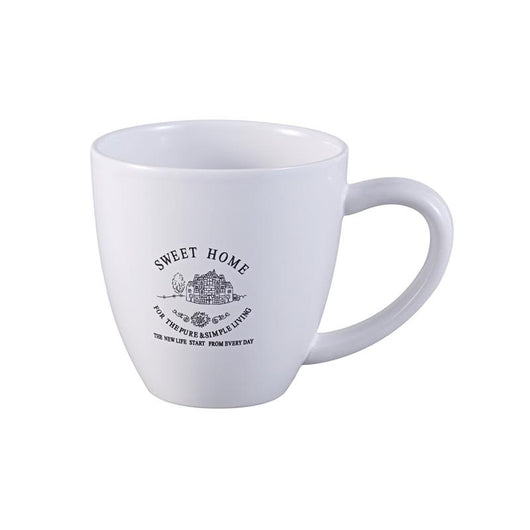 SET 2 TAZZE AURA IN CERAMICA CON SCRITTE E DECORI AMPIO MANICO DESIGN SEMPLICE COLORE BIANCO CAPIENZA 550 CC L'UNA