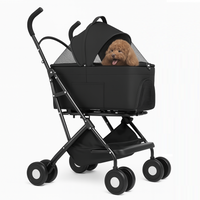 Passeggino Cani e Gatti 2in1 Trasportino Rimovibile e Struttura Pieghevole Robusta Nero