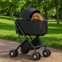 Passeggino Cani e Gatti 2in1 Trasportino Rimovibile e Struttura Pieghevole Robusta Nero