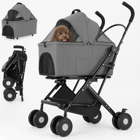 Passeggino Cani e Gatti 2in1 Trasportino Rimovibile e Struttura Pieghevole Robusta Grigio