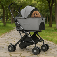 Passeggino Cani e Gatti 2in1 Trasportino Rimovibile e Struttura Pieghevole Robusta Grigio
