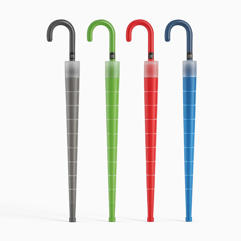 Kit 4 Ombrelli Automatici con Manico Curvo e Custodia Antigoccia Colori Assortiti