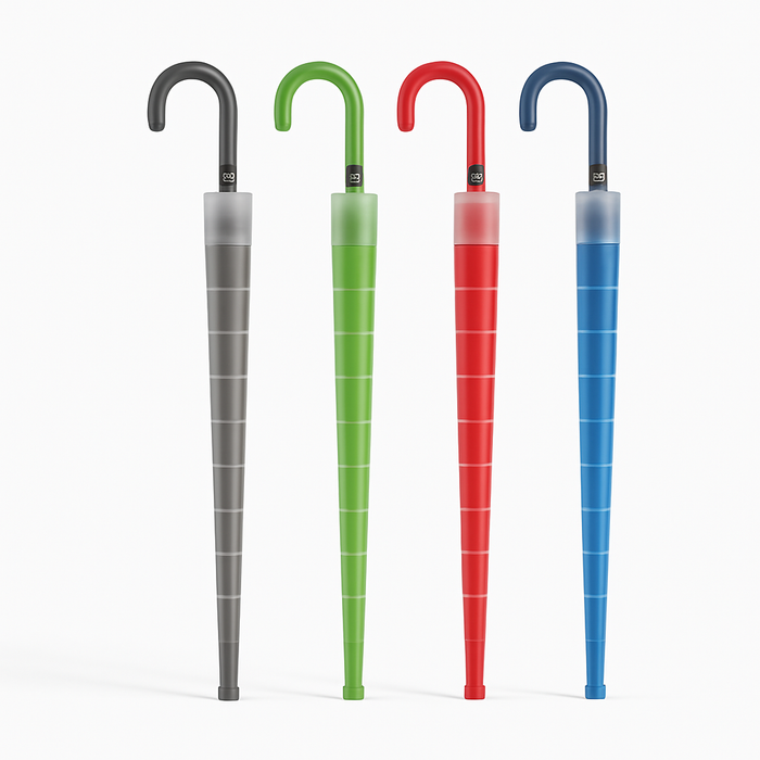 Kit 4 Ombrelli Automatici con Manico Curvo e Custodia Antigoccia Colori Assortiti