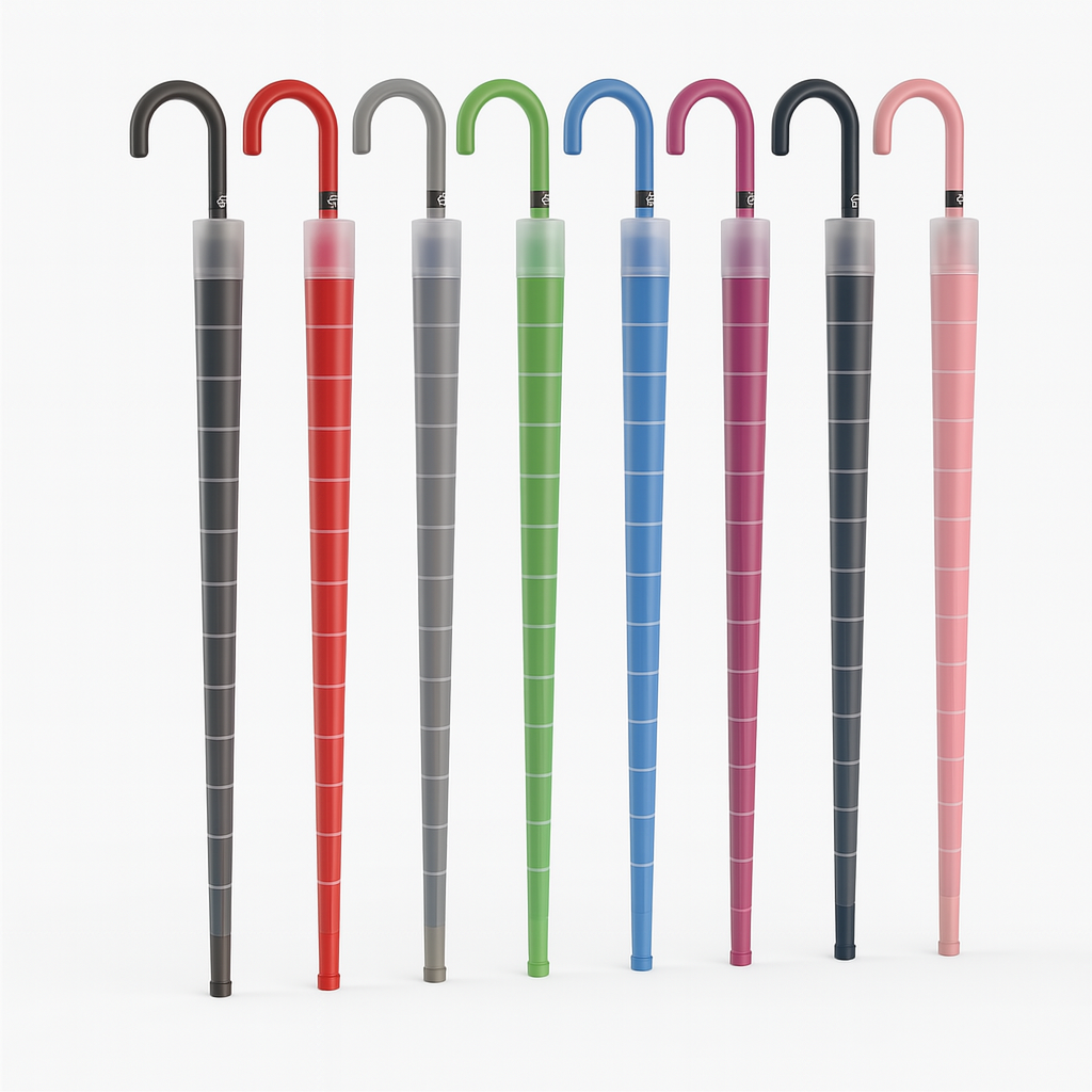 Kit 4 Ombrelli Automatici con Manico Curvo e Custodia Antigoccia Colori Assortiti