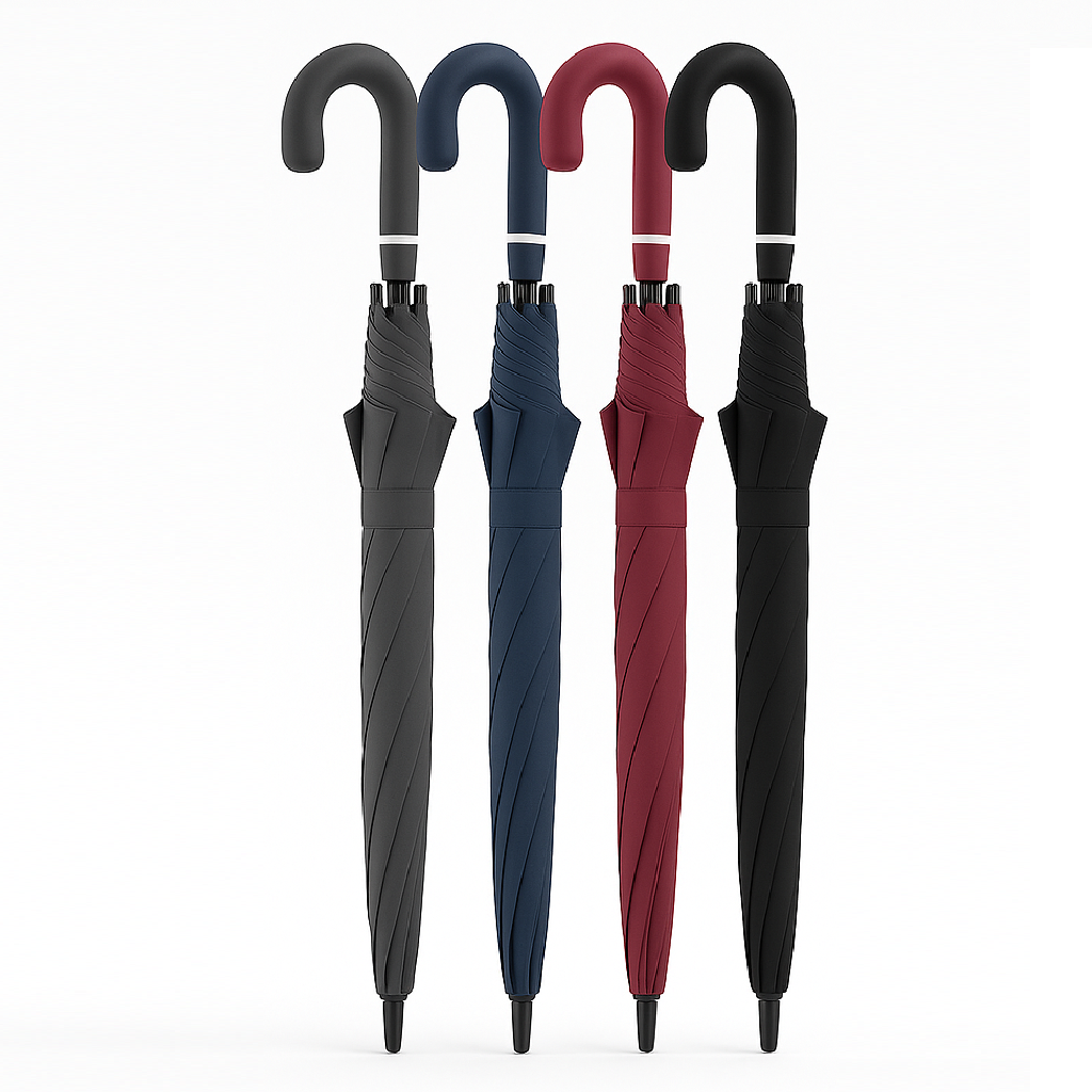 kit 3 Ombrelli Grandi Automatici Antivento 129cm Struttura in Fibra di Vetro Tessuto Extra