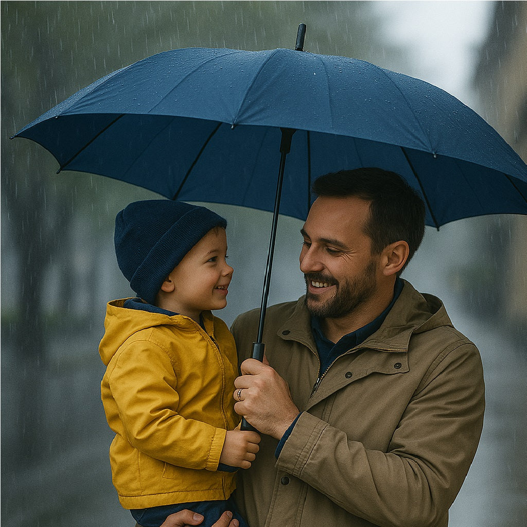 kit 3 Ombrelli Grandi Automatici Antivento 129cm Struttura in Fibra di Vetro Tessuto Extra