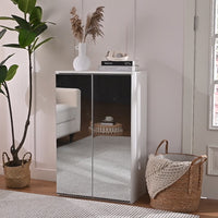 Scarpiera Salvaspazio con 2 Ante a Specchio 6 Ripiani Porta Scarpe 60x32x95cm