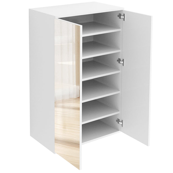 Scarpiera Salvaspazio con 2 Ante a Specchio 6 Ripiani Porta Scarpe 60x32x95cm