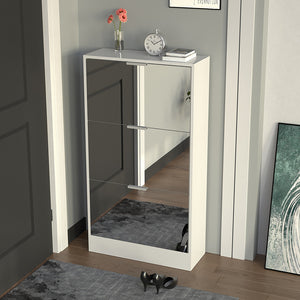 Scarpiera con 3 Ante a Specchio Ribaltabili Porta Scarpe Salvaspazio 63x24x115cm