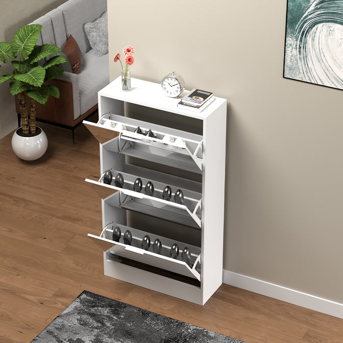 Scarpiera con 3 Ante a Specchio Ribaltabili Porta Scarpe Salvaspazio 63x24x115cm