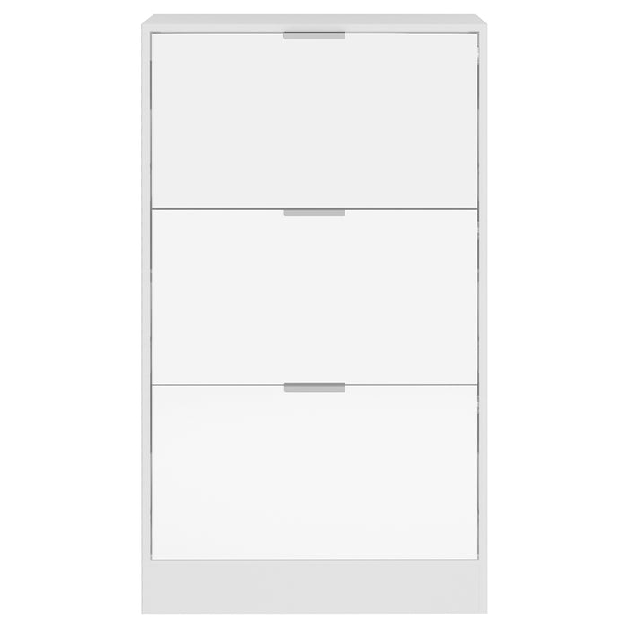 Scarpiera con 3 Ante a Specchio Ribaltabili Porta Scarpe Salvaspazio 63x24x115cm