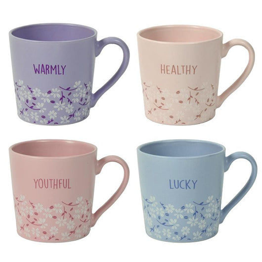 MA MAISON SET 2 TAZZE PER COLAZIONE FLOWER 390 CC FASTASIA CON SCRITTE E FIORI CAPIENTE - FANTASIE E COLORI ASSORTITI
