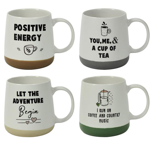 MA MAISON 2 TAZZE PER COLAZIONE ENERGY 450 CC FASTASIA CON SIMPATICHE SCRITTE CAPIENTE E BICOLORE - FANTASIE E COLORI ASSORTITI