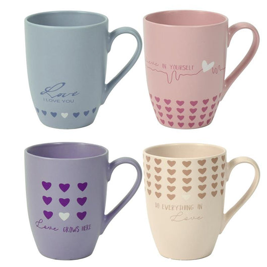 MA MAISON SET 2 TAZZE PER COLAZIONE MUG HEART 340 CC FASTASIA CON SCRITTE E CUORI CAPIENTE - DECORI E COLORI ASSORTITI