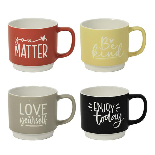 MA MAISON TAZZA PER COLAZIONE POSITIVE 410 CC DECORO CON SCRITTE STILE MODERNO - COLORI E DECORI ASSORTITI