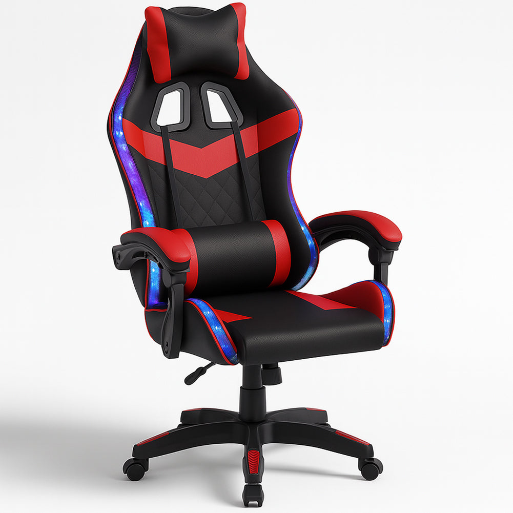 Sedia Gaming da Scrivania Rosso e Nera con Led RGB Altezza Regolabile 106-116cm
