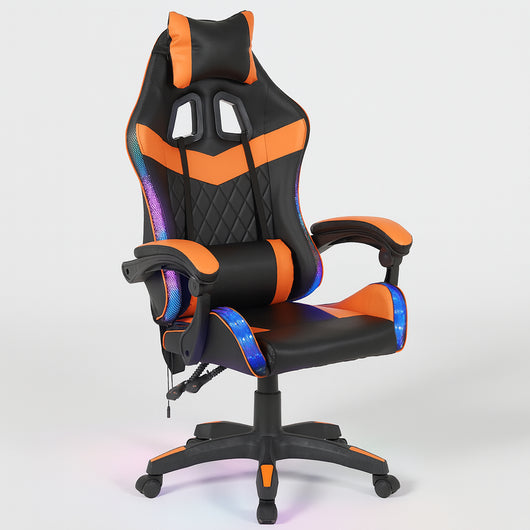 Sedia Gaming da Scrivania Arancione e Nera Led RGB Altezza Regolabile 106-116cm
