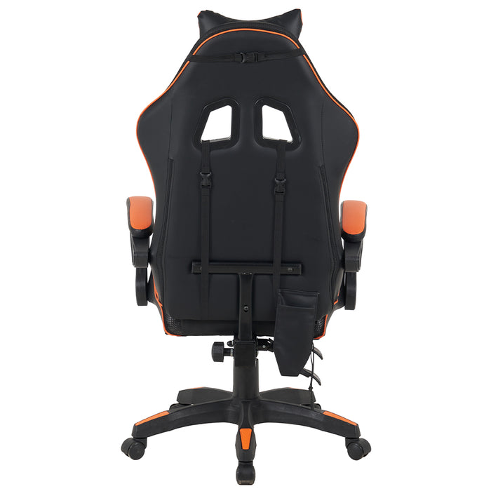 Sedia Gaming da Scrivania Arancione e Nera Led RGB Altezza Regolabile 106-116cm