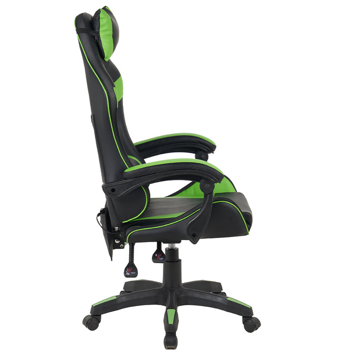 Sedia Gaming da Scrivania Verde e Nera con Led RGB Altezza Regolabile 106-116cm