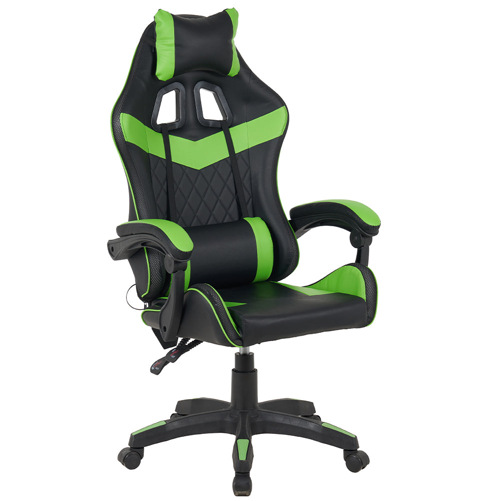 Sedia Gaming da Scrivania Verde e Nera con Led RGB Altezza Regolabile 106-116cm