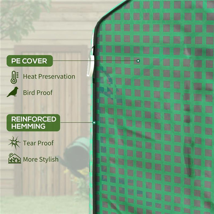 COPERTURA PE PER SERRA DA GIARDINO CON PORTA A CERNIERA E FINESTRE, 140X143X190CM, VERDE