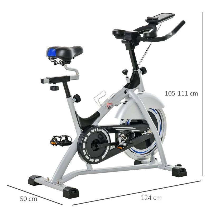 HOMCOM CYCLETTE DA CAMERA CON MONITOR LCD E VOLANO 15KG SELLINO E MANUBRIO REGOLABILI - ARGENTO/NERO