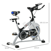 HOMCOM CYCLETTE DA CAMERA CON MONITOR LCD E VOLANO 15KG SELLINO E MANUBRIO REGOLABILI - ARGENTO/NERO