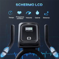 HOMCOM CYCLETTE DA CAMERA CON MONITOR LCD E VOLANO 15KG SELLINO E MANUBRIO REGOLABILI - ARGENTO/NERO