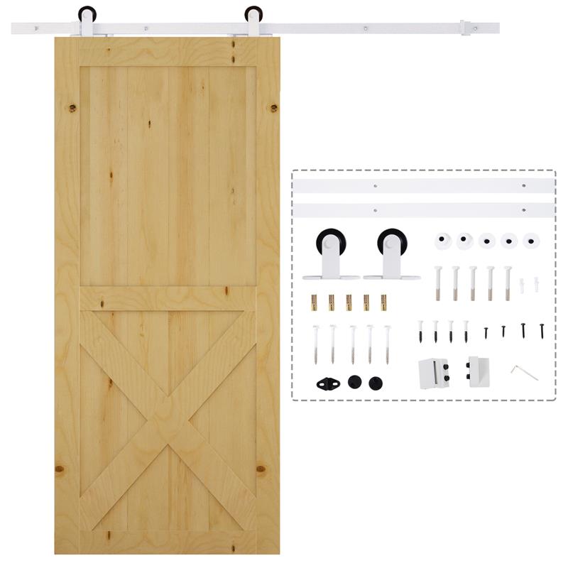KIT PER PORTA SCORREVOLE CON BINARIO 183CM, ROTELLE E MINUTERIA INCLUSA, BIANCO