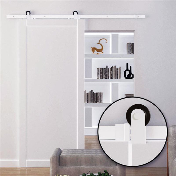 KIT PER PORTA SCORREVOLE CON BINARIO 183CM, ROTELLE E MINUTERIA INCLUSA, BIANCO
