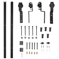 KIT PORTA SCORREVOLE IN ACCIAIO CON BINARIO, RULLI, FERMI, GUIDE, BULLONI E VITI, 200X0.6X4 CM, NERO