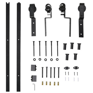 KIT PORTA SCORREVOLE IN ACCIAIO CON BINARIO, RULLI, FERMI, GUIDE, BULLONI E VITI, 200X0.6X4 CM, NERO