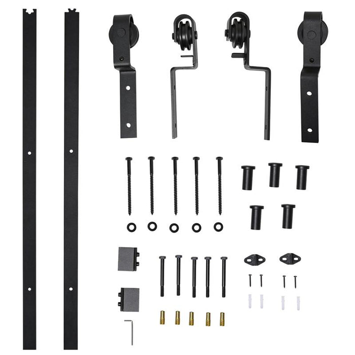 KIT PORTA SCORREVOLE IN ACCIAIO CON BINARIO, RULLI, FERMI, GUIDE, BULLONI E VITI, 200X0.6X4 CM, NERO