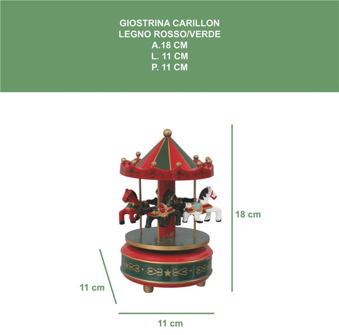 MAURY'S GIOSTRINA A CARILLON DI NATALE CON COLORAZIONE ROSSO/VERDE DI DIMENSIONI 11X11X18CM OKX