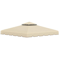 TETTUCCIO DI RICAMBIO PER GAZEBO DA GIARDINO 3X3M CON TETTO A 2 LIVELLI IN POLIESTERE BEIGE