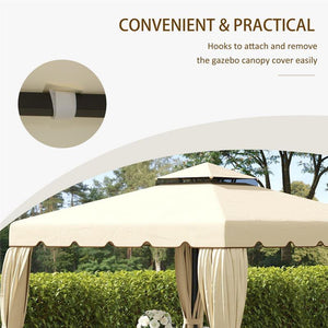 TETTUCCIO DI RICAMBIO PER GAZEBO DA GIARDINO 3X3M CON TETTO A 2 LIVELLI IN POLIESTERE BEIGE