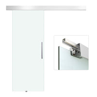 PORTA SCORREVOLE INTERNA IN VETRO SMERIGLIATO CON BINARIO B1 E MANIGLIA PER BAGNO CUCINA STUDIO VETRO 205X 90X 0.8CM