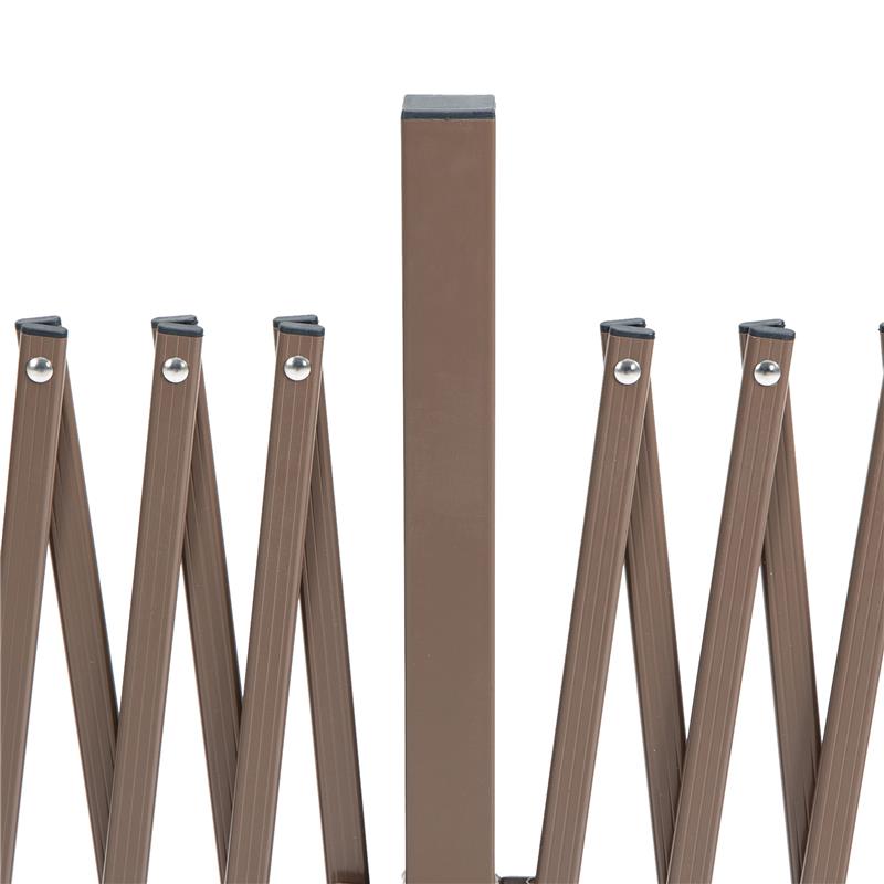 RECINZIONE ESTENSIBILE AUTOPORTANTE IN ACCIAIO E ALLUMINIO, LARGHEZZA 52-405 CM, MARRONE SCURO