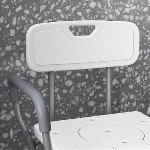 SEDIA DA DOCCIA 3 IN 1 CON SCHIENALE E BRACCIOLI, ALTEZZA REGOLABILE E PIEDINI ANTISCIVOLO, BIANCO