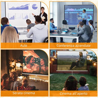 TELO PROIETTORE DA 120" FORMATO 4:3 IN TESSUTO A RETE, PLASTICA E METALLO CON TREPPIEDI, 244X183 CM, BIANCO