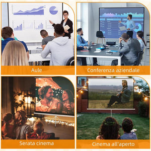 TELO PROIETTORE DA 120" FORMATO 4:3 IN TESSUTO A RETE, PLASTICA E METALLO CON TREPPIEDI, 244X183 CM, BIANCO