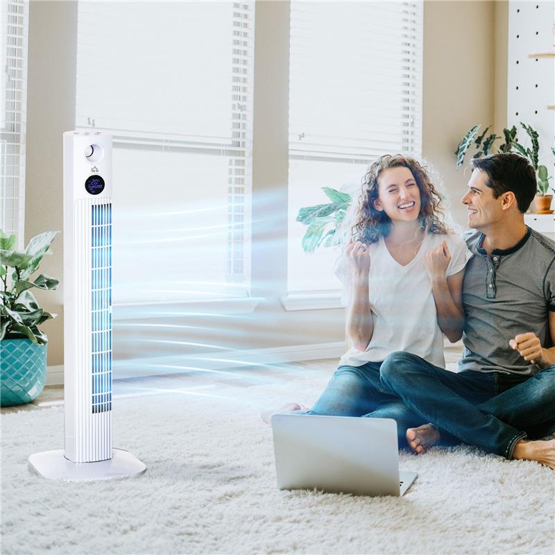 VENTILATORE A TORRE 45W A 3 MODALITÀ E 3 VELOCITÀ CON TIMER DA 12H E DIFFUSORE, 31.5X31.5X96 CM, BIANCO