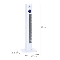 VENTILATORE A TORRE 45W A 3 MODALITÀ E 3 VELOCITÀ CON TIMER DA 12H E DIFFUSORE, 31.5X31.5X96 CM, BIANCO