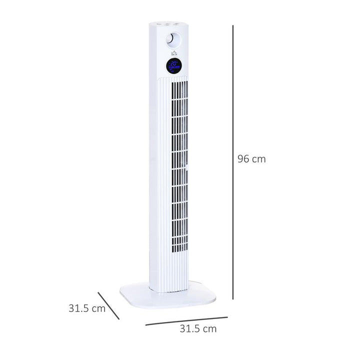 VENTILATORE A TORRE 45W A 3 MODALITÀ E 3 VELOCITÀ CON TIMER DA 12H E DIFFUSORE, 31.5X31.5X96 CM, BIANCO
